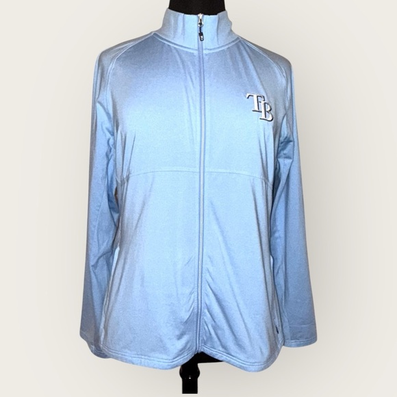 CUTTER & BUCK Tampa Bay Rays Women's Raglan Full-Zip Jacket - Light Blue XXXL - Picture 3 of 14